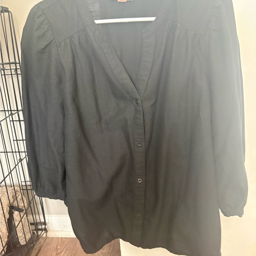 Knox Rose Black Button-Up Blouse